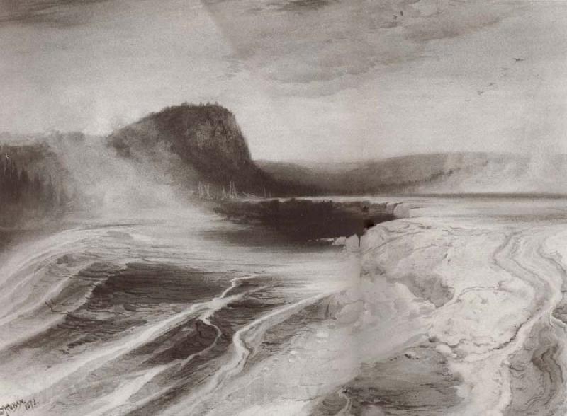 Moran, Thomas Blue Spring,lower geyser basin,yellowstone Norge oil painting art